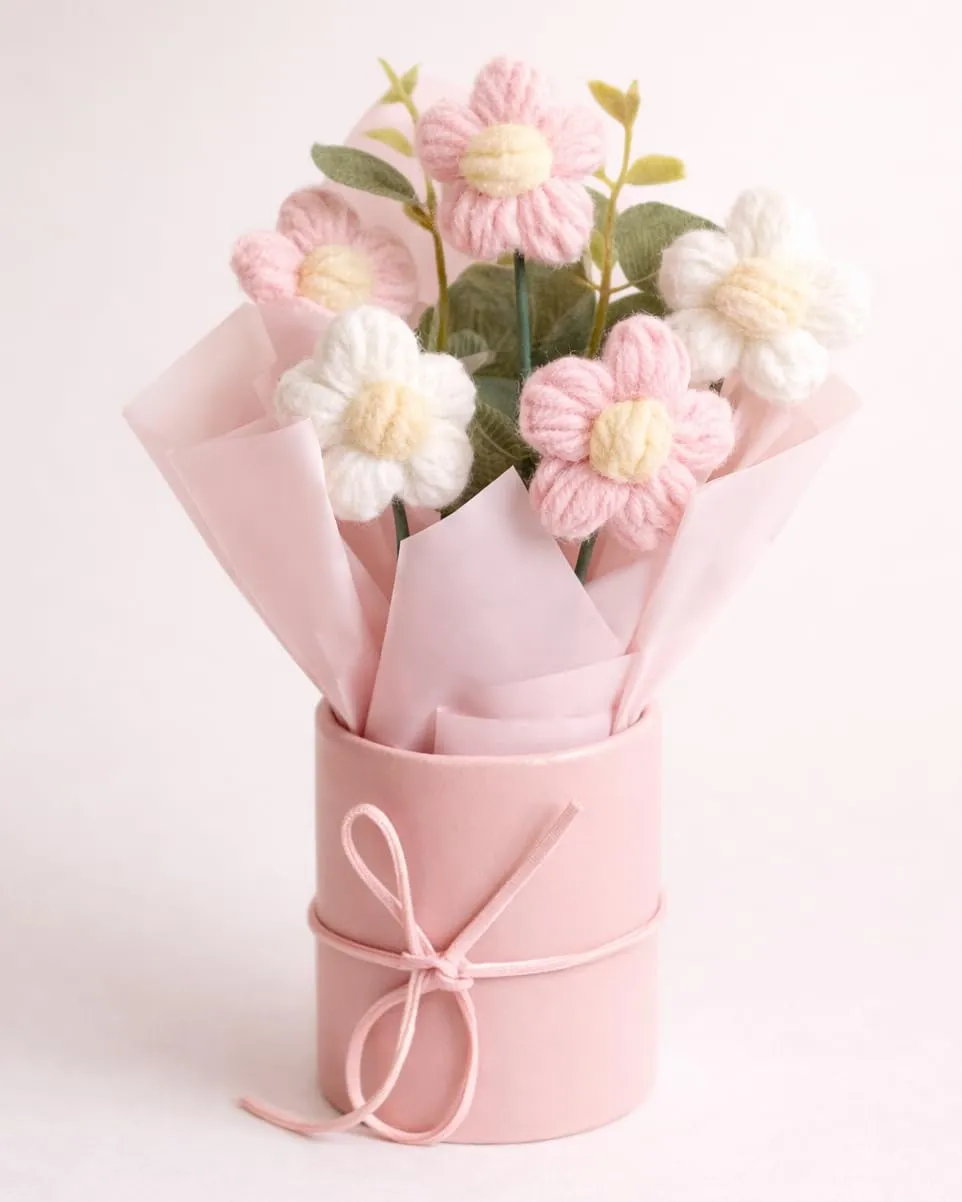 Handmade Crochet Flower Bouquet Gift – Artificial Flowers for Home Décor & Gifting