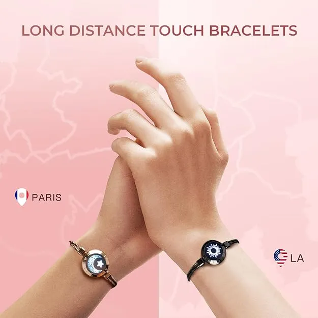 Long Distance Touch Bracelets for Couples, Vibration & Light up for Love Couples Bracelets