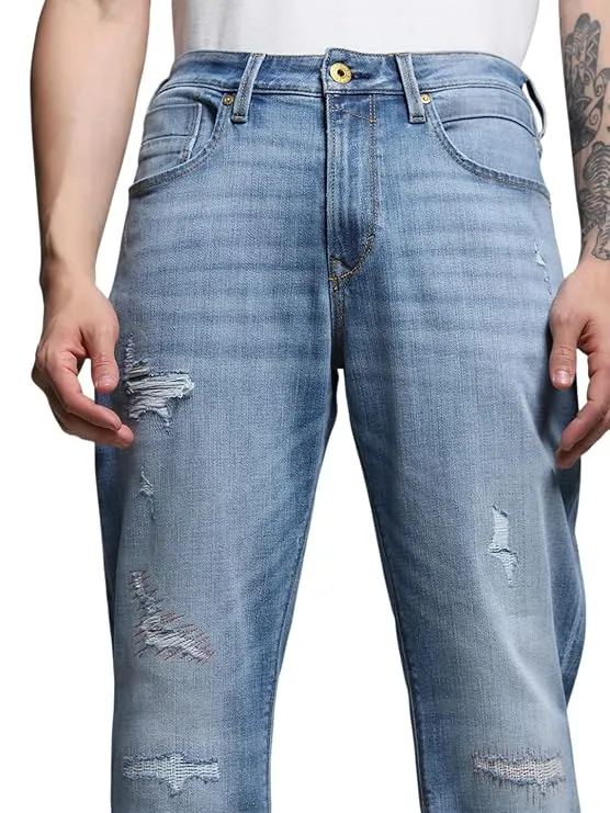 Light Wash Cotton Regular Fit Men Jeans