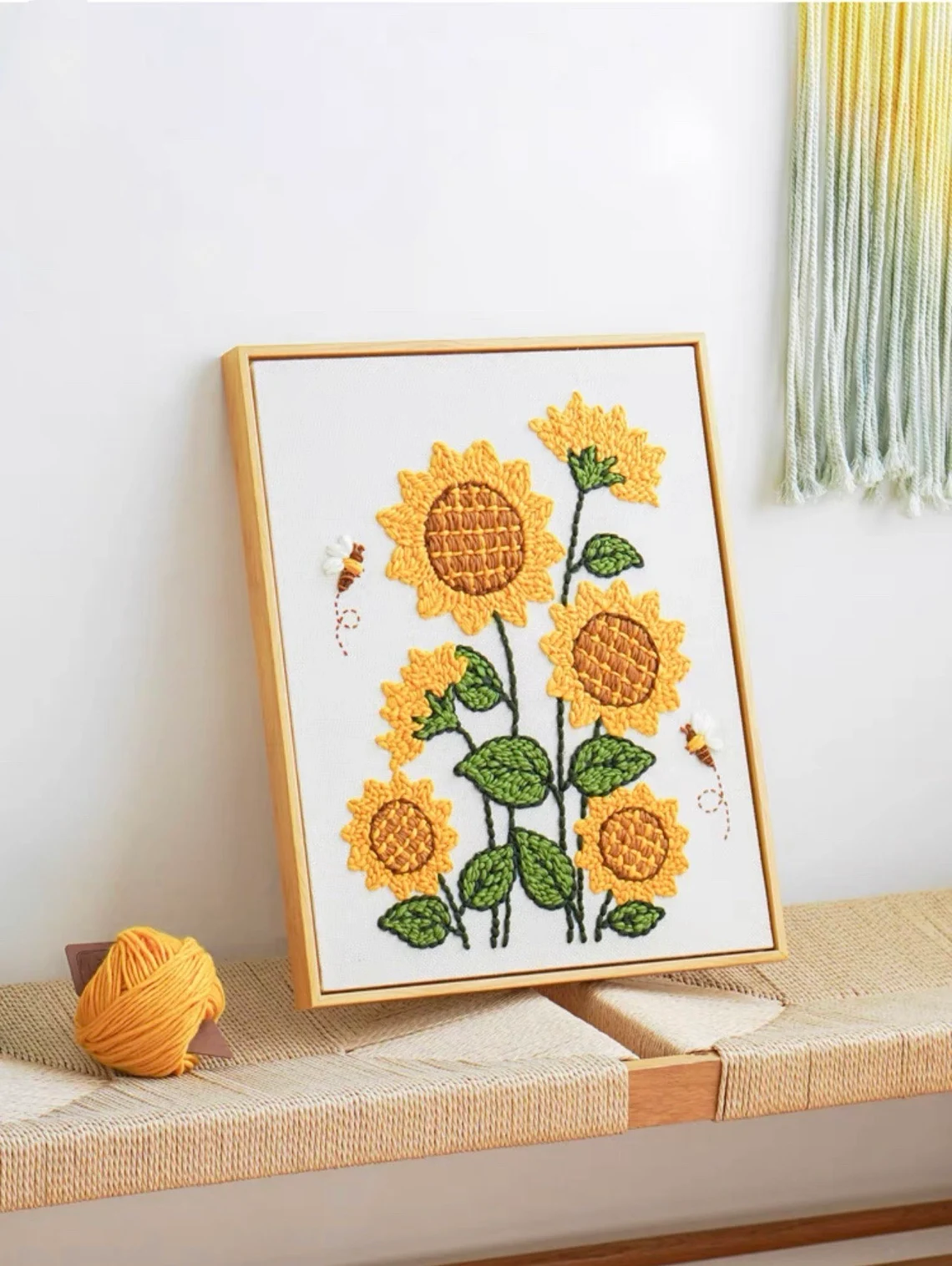 Sunflower Punch Needle Kit: Beginner Embroidery with Yarn