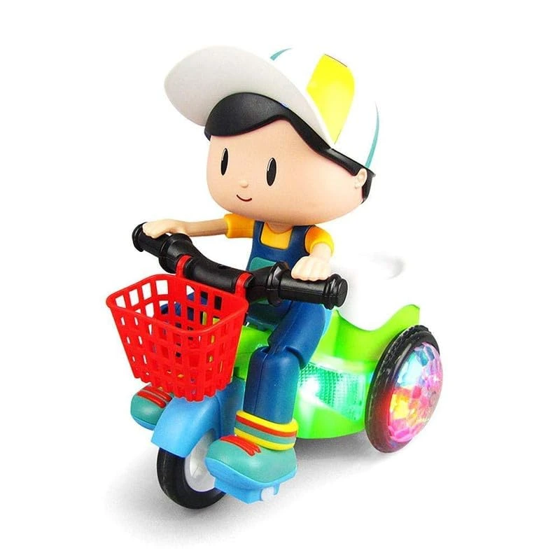 Toyz Stunt Tricycle Bump and Go Musical Toy with 4D Lights, Dancing Toy, Battery Operated Toy Plastic for Boys Girls - Multi Color