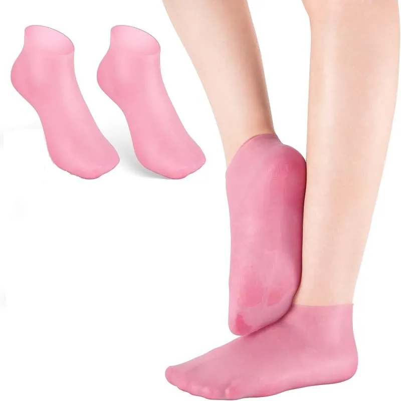 Silicone Moisturizing Socks for Women Dry Cracked Feet, Soft Gel Rubber Socks, Women Foot Care Spa Pedicure Silicone Socks for Cracked Heel and Softening Rough Skin
