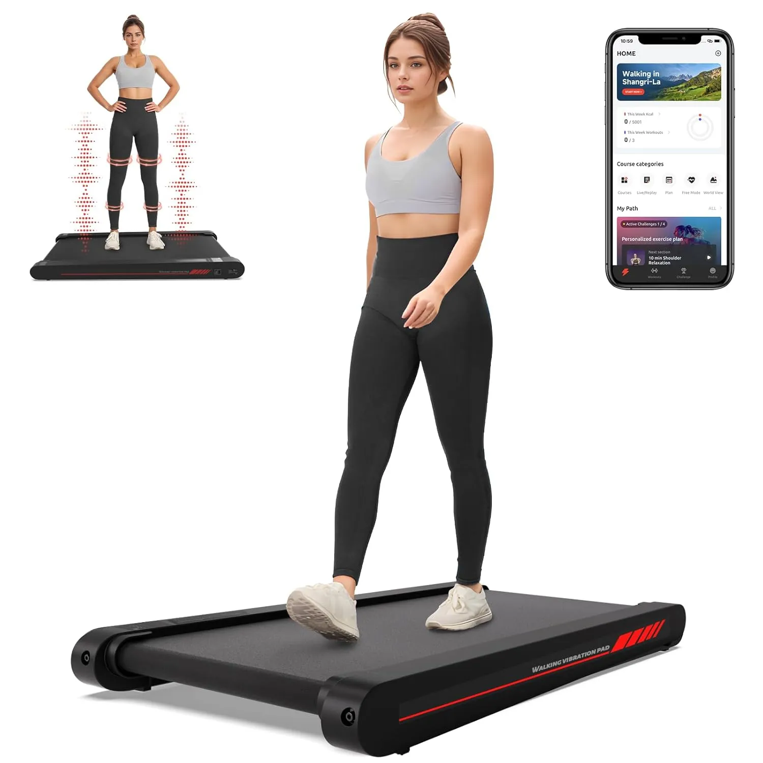 Walking Vibration Pad,Under Desk Treadmills for Home,4 in 1 Vibration Plate