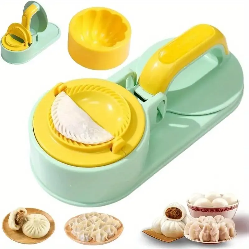 3-in-1 Plastic Dumpling Maker Set - Manual Dough Press with Ergonomic Handle, Mold & Wrapper Press for Easy Dumpling