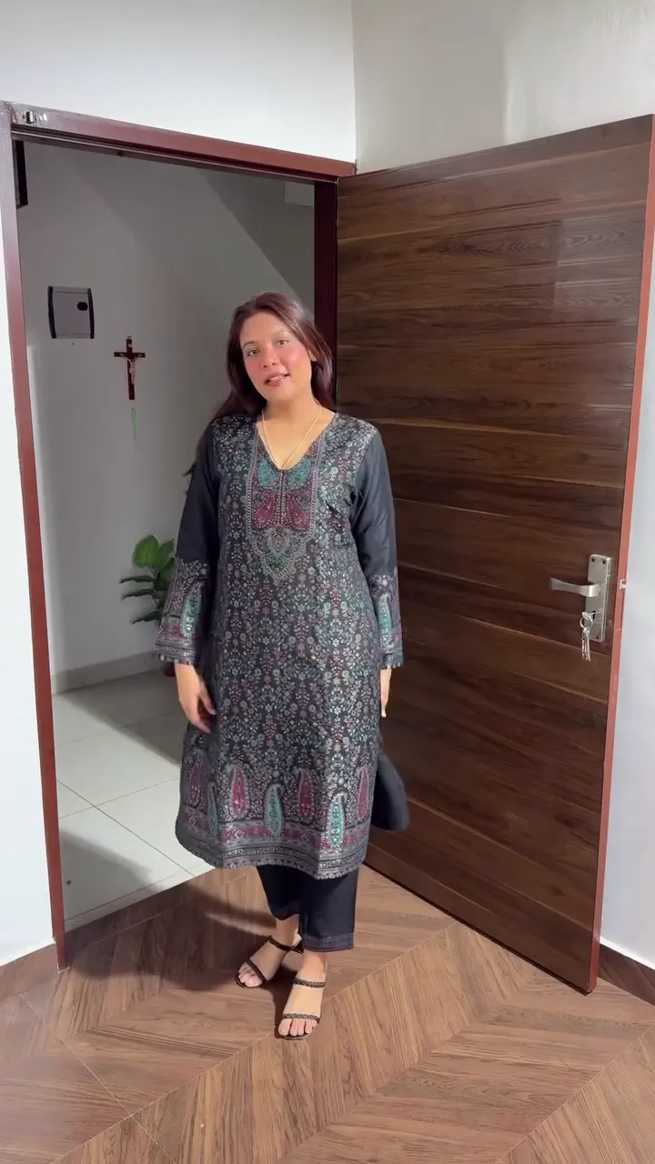 Maroon Straight Kurta with Golden Thread Embroidery, Matching Pants and Coordinated Dupatta Festive Suit Set