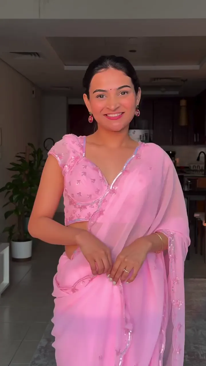 Blush Pink Lightweight Saree with Embroidered Border and Coordinated Cap‑Sleeve Designer Blouse for Parties & Weddings